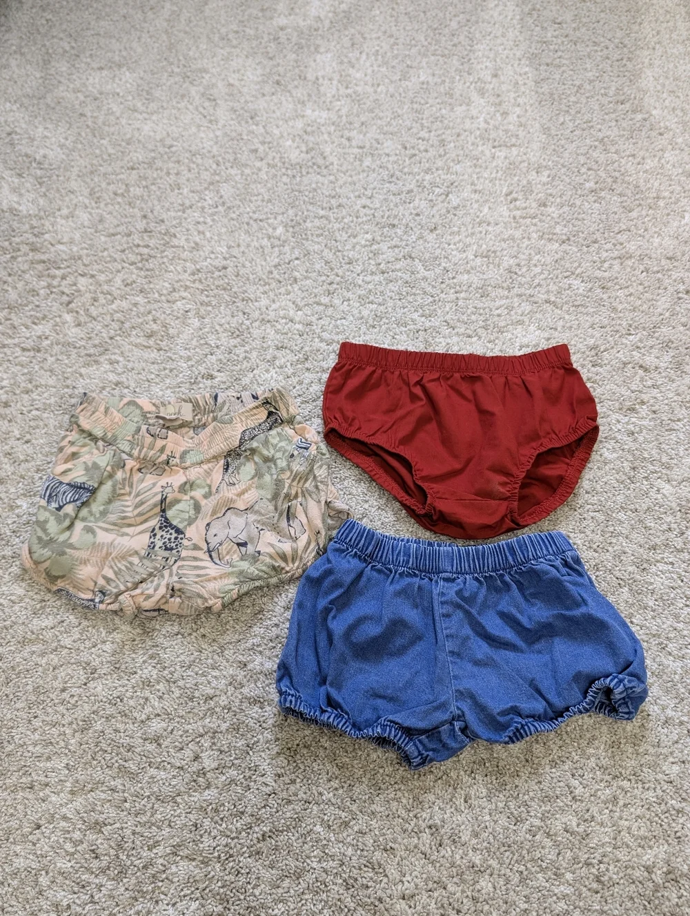 3-Pack Baby Bloomers — Red, Blue & Safari Print 2T - Picture 1 of 3